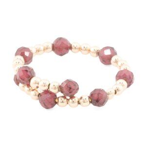 GEORG K Gold/Garnet Made In Usa 14kt Gold Bead Garnet Bypass Ring